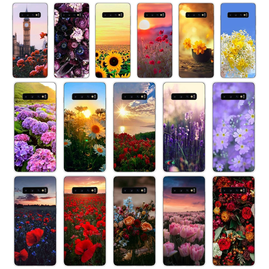 279Fg Red Poppies Cornflowers Custodia Morbida In Silicone Tpu Per Samsung Galaxy A01 A10 M11 M21 S10 S20 J1 2016 Plus Custodia