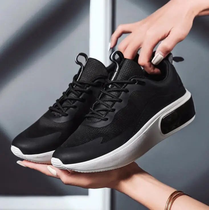 Обувь; женские кроссовки; Женская Повседневная модная обувь на танкетке; Цвет белый; брендовая дизайнерская женская обувь на платформе; роскошная женская обувь; tenis feminino - Цвет: Черный