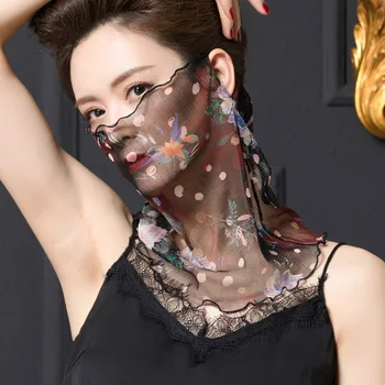 

Mesh Silk Bib Pullover Women's 100% Mulberry Silk Hanging Ear Thin Silk Scarf Sunscreen Scarf Outdoor Sports Face Towel