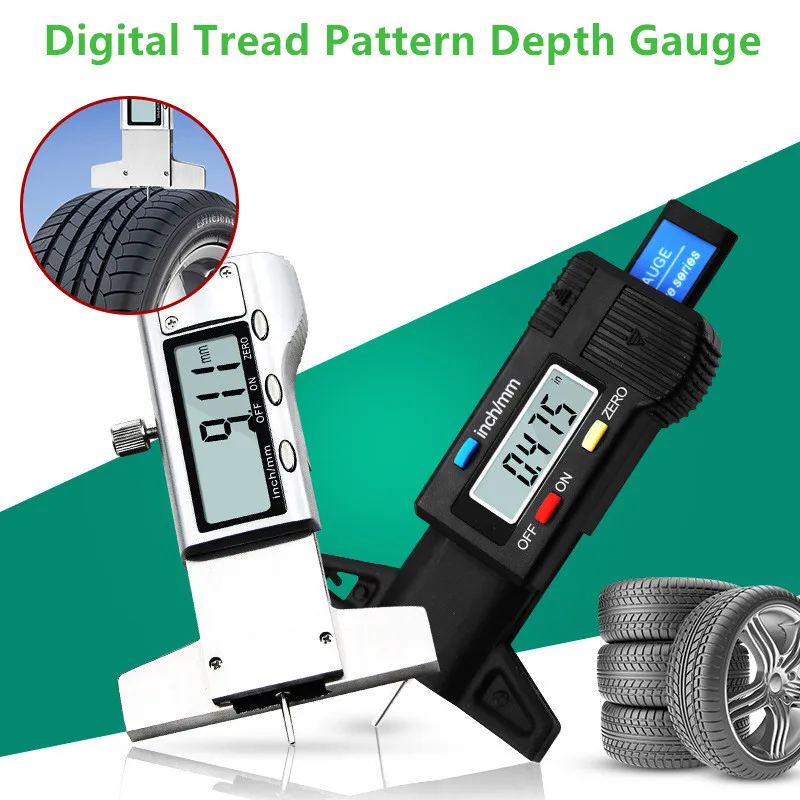 Digital Car Tyre Tire Tread Depth Gauge Meter Measurer Tool Thickness Gauges Brake Pad Shoe Monitoring System | Инструменты