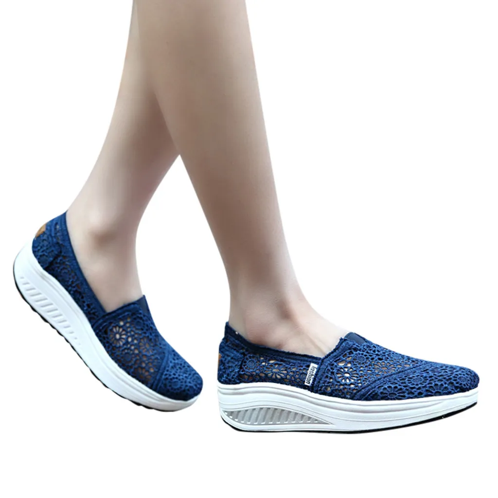 platform shoes women sneakers spring autumn new Lace Wedges Sports Running Sneakers women sport shoes breathable#G3