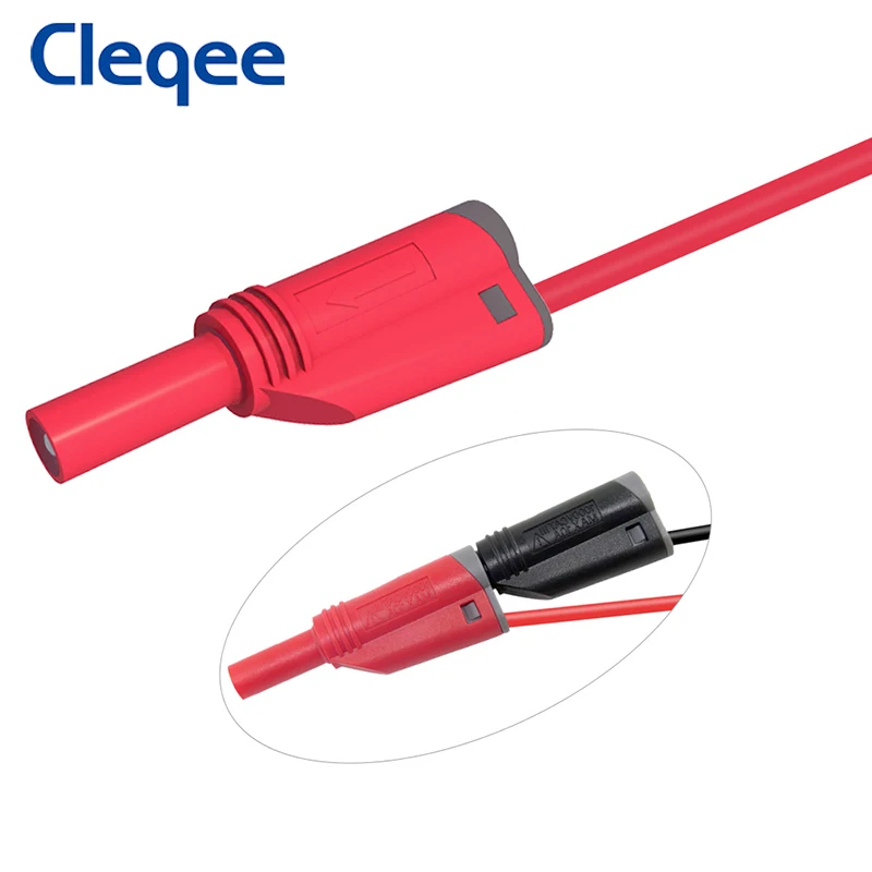 Cleqee P1064 Gold-plated Pure Copper BNC To Dual 4mm Stackable Shrouded Banana Plug Test Lead Oscilloscope Cable 120CM