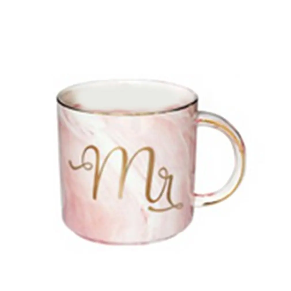 

Natura Marbel Pattern Ceramic Mug Handpainted Gold Monogram Coffee Mug Mr and Mrs Tea Milk Cups Best Creative Gift for Lovers