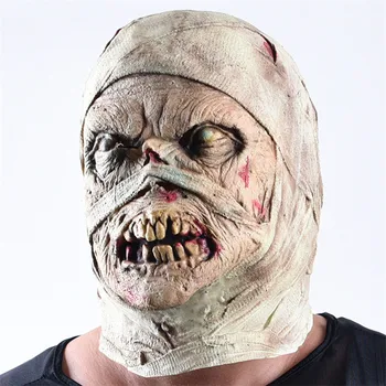 

Halloween Mummy Mask Latex Scary Rubber Headgear Horror Mascaras De Latex Realista Mummified Pinhead Demon Parasite Masks