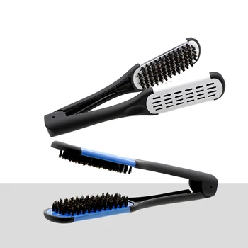 

Pro Hairdressing Straightener Hair Straightening Double Brushes V Shape Splint Comb Clamp Hair Styling Tools