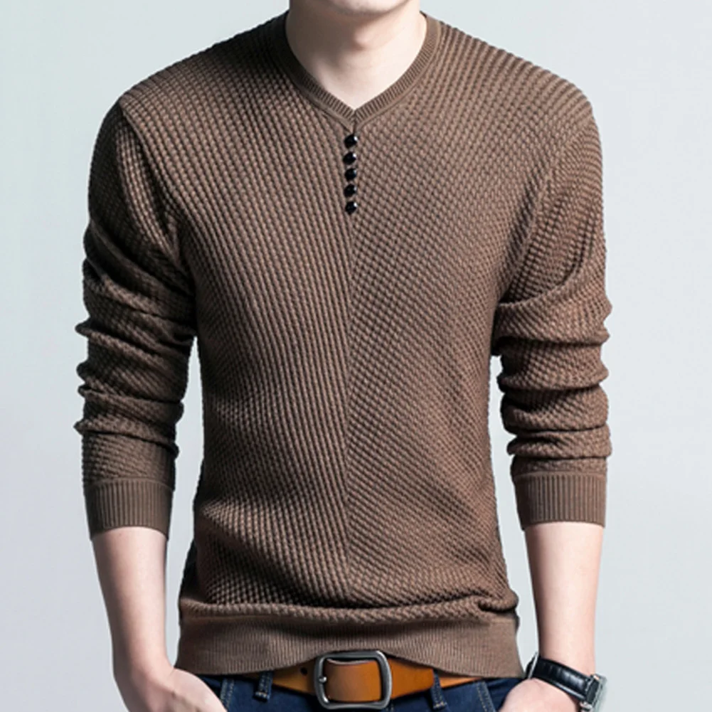 mens turtle neck Chic Autumn Winter Sweaters Men Solid Color V Neck Long Sleeve 2021 Pullover Knitted Pull Sweater Mens Sweaters  Male Knitwear crew neck sweater