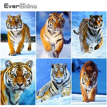 

Evershine Diamond Embroidery Animals 5D Diamond Painting Tiger Full Square Round Drill Mosaic Cross Stitch Kit Home Decoration