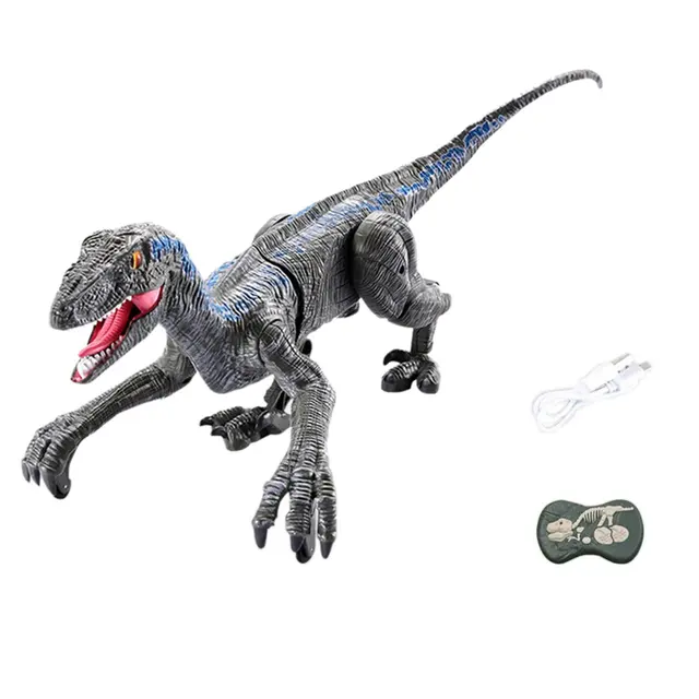 RC Dinosaur 2.4 Ghz Simulation RC Velociraptor Intelligent Remote Control Dinosauria Toy With LED Light Roaring Gift for Kids