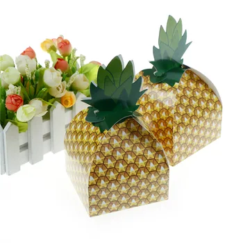 

12Pcs/lot Hawaiian Pineapple Sweets and Candy Paper Box Party Candy Boxes Party Decorations Decorative Gift Box 9*9*17cm