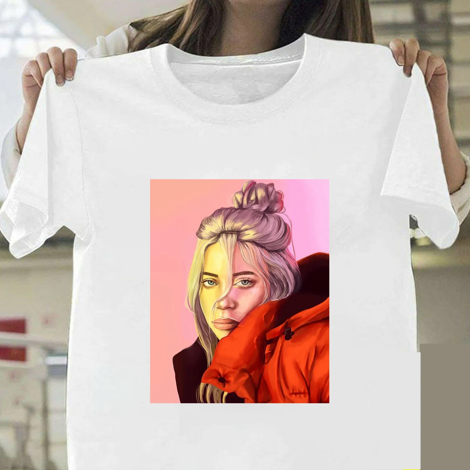 Billie Eilish Футболка Harajuku Fans белая хлопковая Мужская Camiseta Mujer Лидер продаж мужской эстетический Топ Футболка размера плюс уличная одежда крутая - Цвет: 15