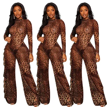 

Rompers One Piece Jumpsuit Women Elegance Women's Jumpsuits Plus Size Coveralls For Ladies Sexy Leopard Print Flowers Ear Solid