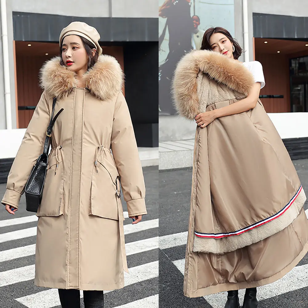 Vielleicht -30 Degrees Women Jacket Long Parkas Female Coat Winter Warm Removable Fur Lining Hooded Winter Jacket Women Outwear