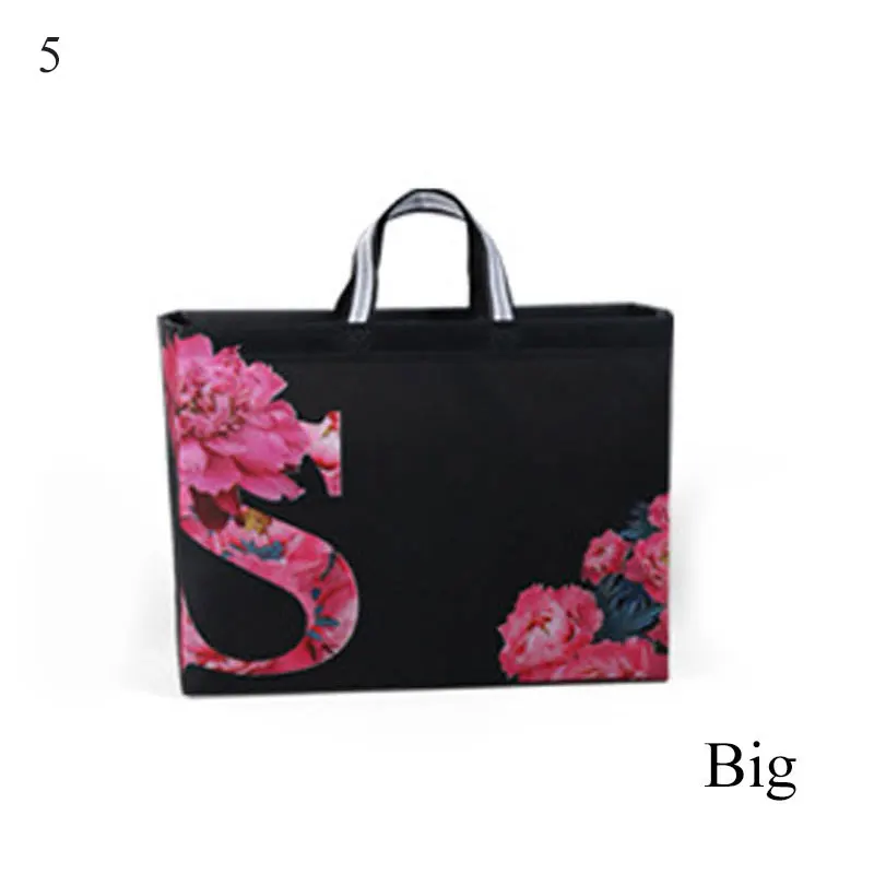 Новая складная сумка для покупок с цветами, многоразовая, Нетканая, эко-сумка, черная, унисекс, большая, тканевая сумка для покупок, сумки для продуктов, сумка - Цвет: 5 big
