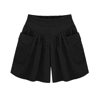

Hot Women Loose Elastic Waist Wide Leg with Pockets Casual Culottes Shorts for Summer IE998