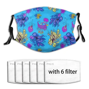 

Anti Haze Blue Flower Washable Reusable With Filter PM2.5 Mouth Face Mask Washable Anti Pollution Dust