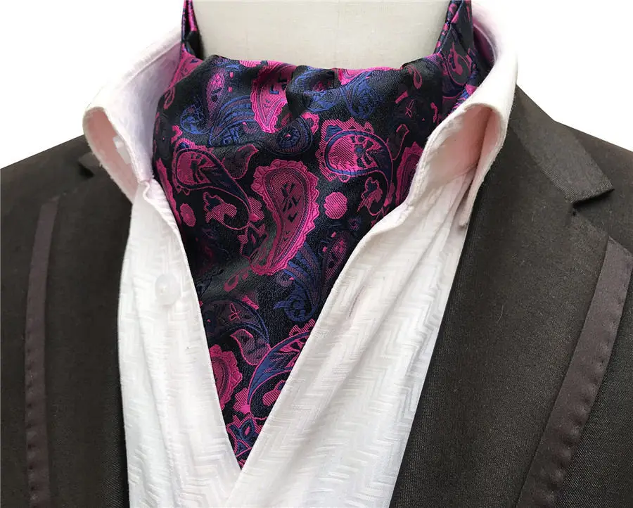 mens linen scarf Luxury Men Ascot Wedding Party Formal Cravat Blue with Rose Red Classic Paisley Pattern mens blanket scarf