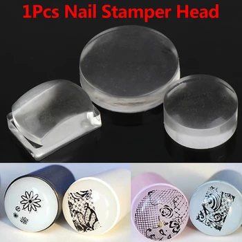 

New Design Pure Clear Jelly Silicone Nail Art Stamper Scraper Head Transparent Nail Stamp Stamping Stamper Head Tools