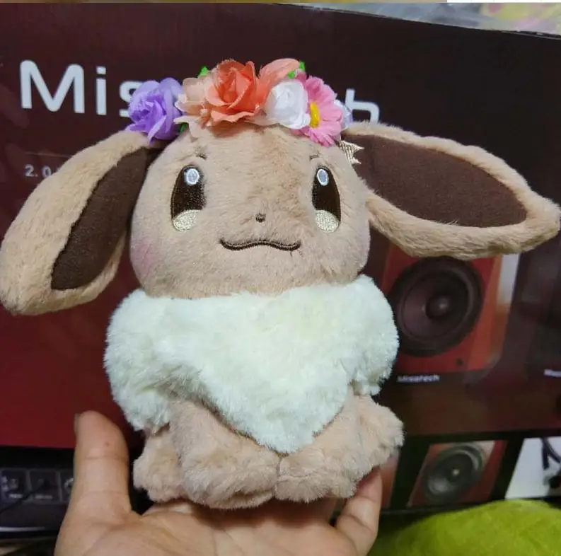 18 New Pokemon Center Easter Eevee Pikachu Plush Toy With Flower Crown Kawaii Tv Movie Character Toys