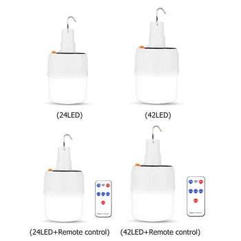 

Solar USB Rechargeable 42 LED Bulb Lamp Portable Emergency Night Market Light Outdoor Camping Outdoor Activities Lamp