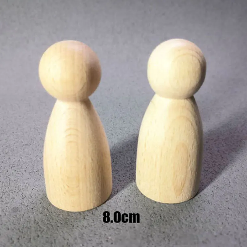 2 шт. детские деревянные Семейные куклы ручной работы, DIY игрушки, рождественские подарки, деревянные Пустые игрушки ручной работы, подарки для рисования - Цвет: 2pcs girl 8cm