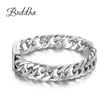 Велосипедный цепной браслет с Буддой Модный звеньевой цепной браслет из нержавеющей стали Женский тяжелый 12 мм широкий мужской браслет Будды ZTB423-4