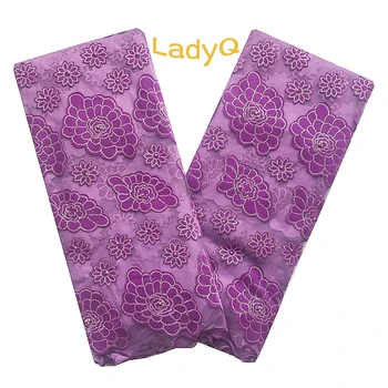 

Bridal Italy Design High Quality Tulle Lace Fabrics Embroidered Mesh 3d Nigerian Swiss Lace with Beads Lilac Velvet Lace Fabric