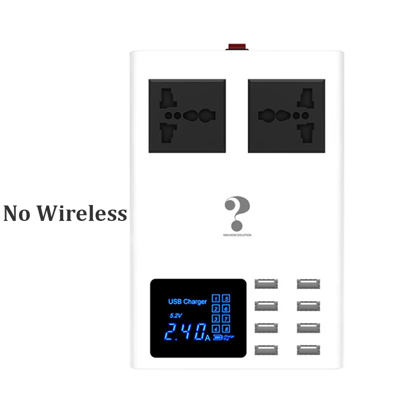 8 портов Беспроводное зарядное устройство светодиодный цифровой дисплей USB зарядное устройство для Android iPhone адаптер для телефона быстрое зарядное устройство для xiaomi huawei samsung - Тип штекера: No Wireless