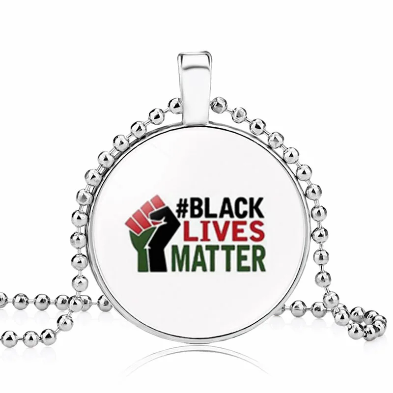 Black Lives Matter Beads Necklace Fist Power Dome Time Gem Glass Cabochon Pendant | Украшения и аксессуары