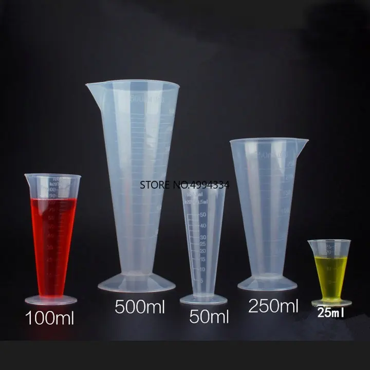 25ml to 500ml Plastic Conical beaker measuring cup for laboratory |