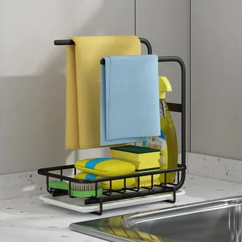 

Iron Painted Kitchen sink Stand Wall Mounted Rag Sponge Storage Rack Accessories Orgainzer Tools Gadget Container Shelf MJ904