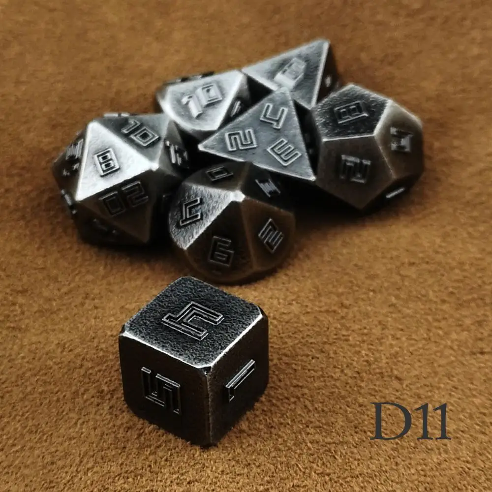 Набор металлических игральных костей Rollooo D4 D6 D8 D10 D12 D20 D % для ролевых игр с синей