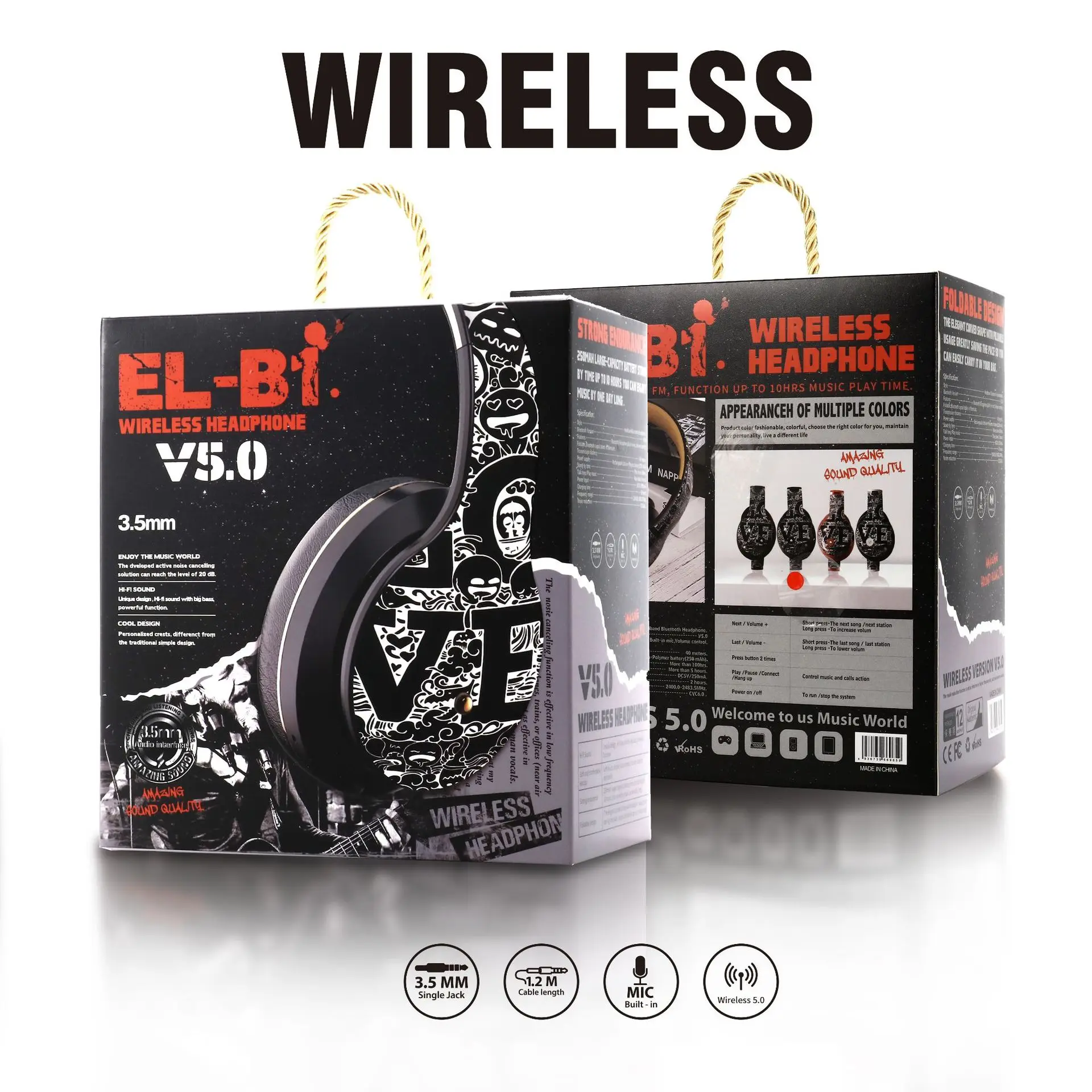 New Head Wireless Bluetooth Sports Headphone Portable Foldable HD Mic Music Subwoofer Call Headphone Supports TF Card