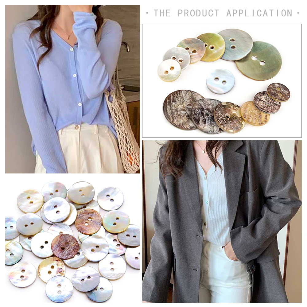 New 30pcs/lot Natural Shell Sewing Buttons Color Mother of Pearl MOP Round Shell 2 Hole Button garment Sewing Accessories DIY 5