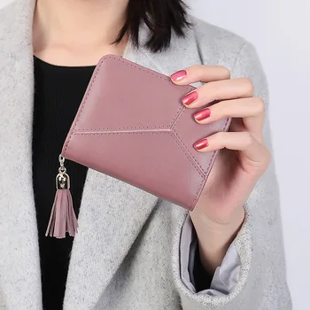 

2019 Tassel Purse Women's Stitching Short Zipper Purse Ladies Purse Zero