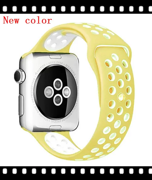 Спортивный ремешок для apple watch band 4 5 42 мм/38 мм iwatch band 44 мм/40 мм ремешок силиконовый браслет дышащий ремешок для часов серии 5 4 3 2 - Цвет ремешка: mellow yellow