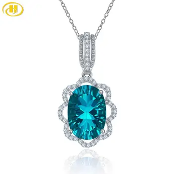 

Hutang 7.05ct Genuine Fluorite 925 Silver Pendant for Women Solid 925 Sterling Silver Chain Fine Gemstone Jewelry