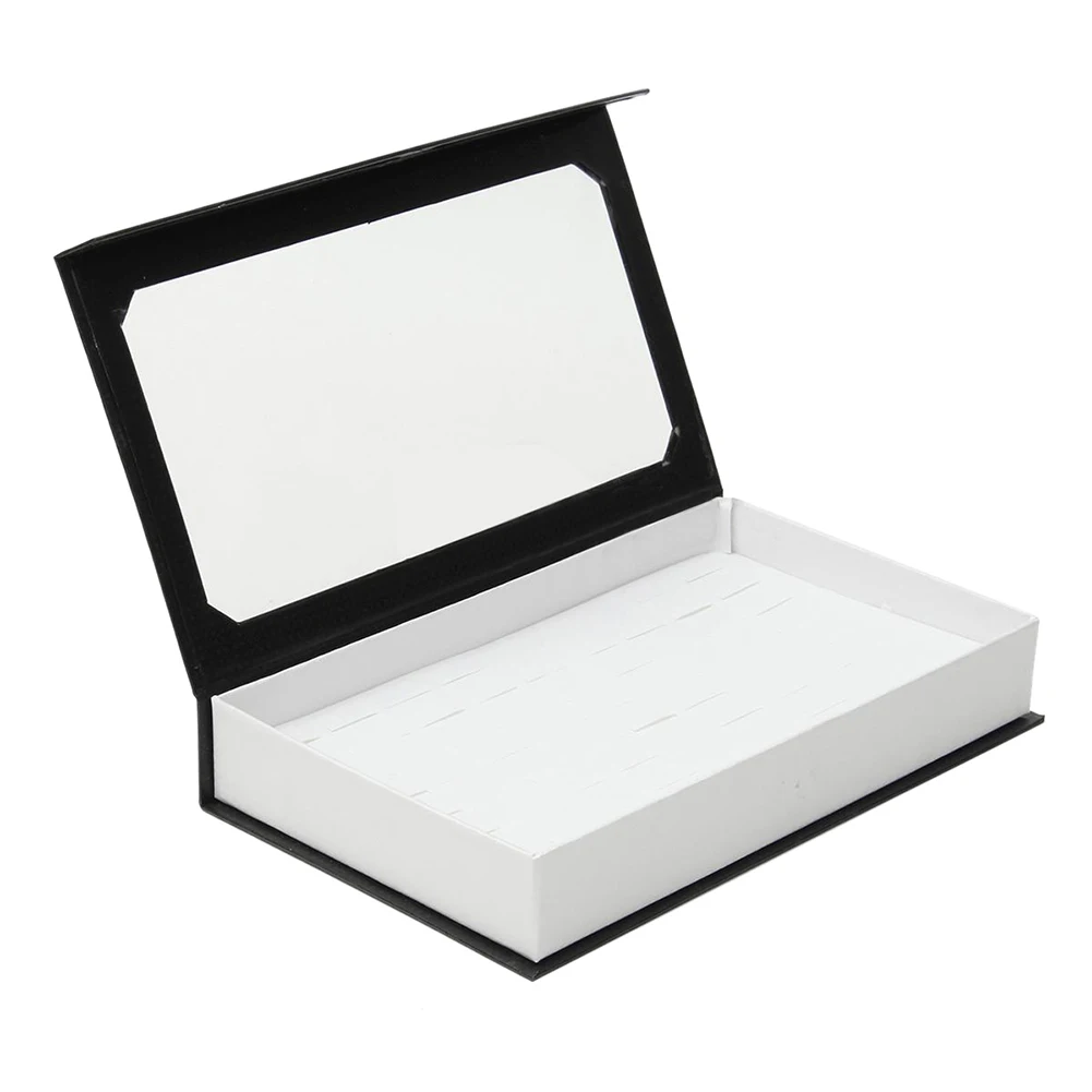 Ювелирные изделия Дисплей лоток Мода прямоугольник ювелирные изделия Дисплей лоток держатель 72 кольца с отверстиями чехол для хранения коробка серьги кольцо дисплей хранения - Цвет: Белый