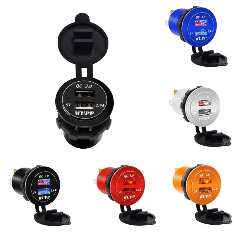 Универсальный 12V 24V QC 3,0 Dual USB Автомобильное устройство для быстрой зарядки Мощность адаптер с Светодиодный индикатор для iPhone samsung Xiaomi Android gps