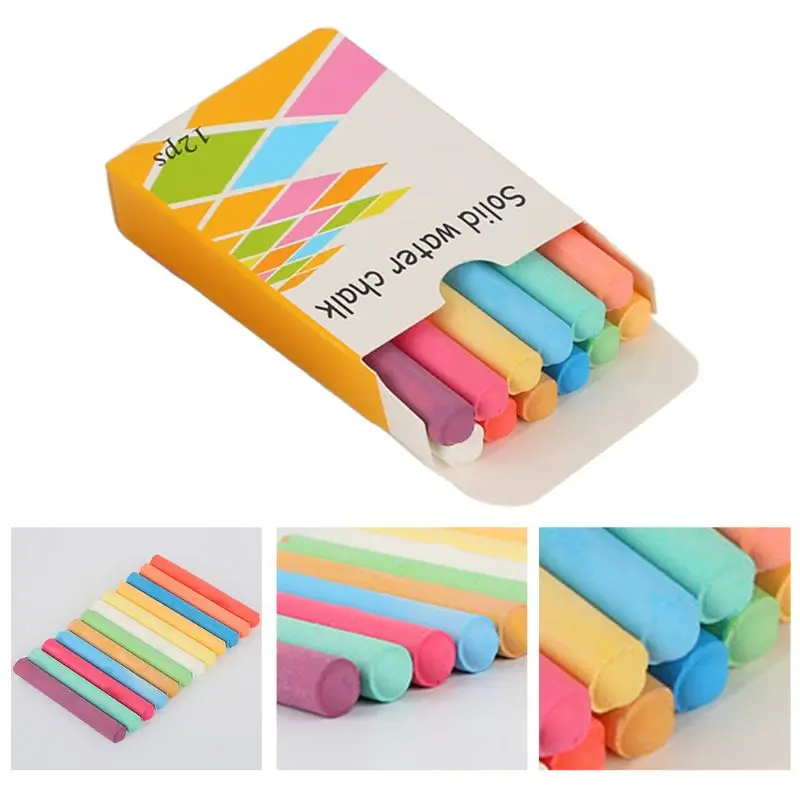 

12Pcs/Box Dust-free Non-toxic Chalks Sticks Blackboard Chalkboard School Office Art Crafts Students Teacher Writing Tool