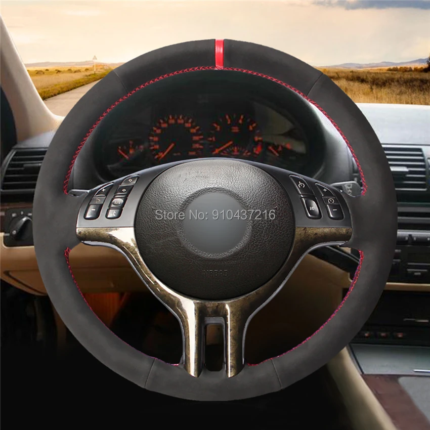 

For BMW E46 318i 325i 330ci E39 X5 E53 Z3 E36/7 E36/8 DIY Perforated Suede Leather Hand sewing Steering Wheel Wrap Cover