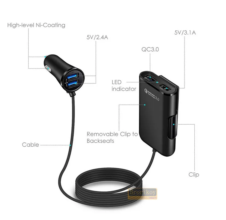 QC3.0 быстрое автомобильное зарядное устройство 4 USB для iPhone samsung Xiaomi Универсальный мобильный телефон QC 3,0 Быстрая зарядка 5 V/2.4A автомобильные зарядные устройства адаптер