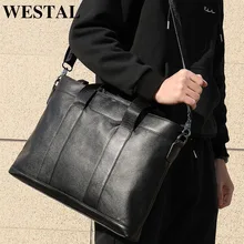 WESTAL Офисные Сумки для мужчин, портфели из натуральной кожи, сумка-мессенджер, мужские кожаные сумки для ноутбука, сумка для компьютера, Мужские портфели