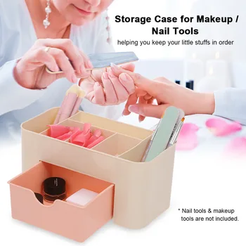 

Plastic Storage Case Box for Makeup Nail Tools Rhinestone Brushes Containers Organizers Holder Empty with 7 Blocks