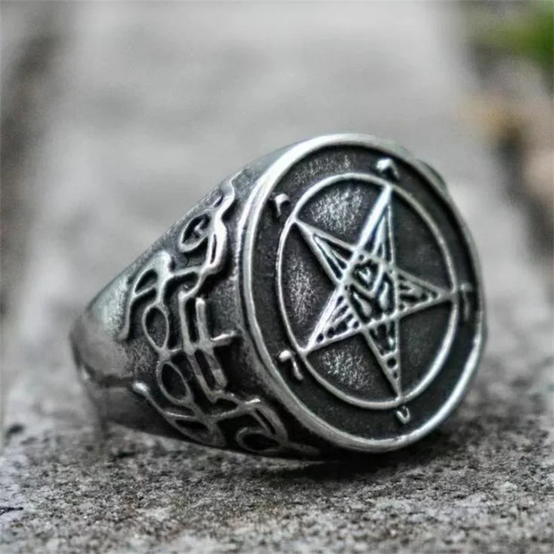 Gothic Witch Demon Satan Pentagram Men's Ring Punk Accessories Suitable for Adventure Brothers Gift Amulet Jewelry Wholesale