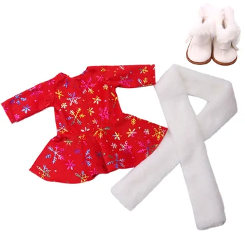 

18 inch Girls doll dress Birthday suit Christmas suit with shoes American born clothes Baby toys fit 43 cm baby dolls c646