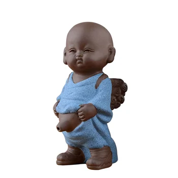 

Tea Pet Purple Clay Water Spray Monk Statue Artwork Kung Fu Tea Set Accessories Decor Crafts Tea Pets Feng Shui Boutique Gifts