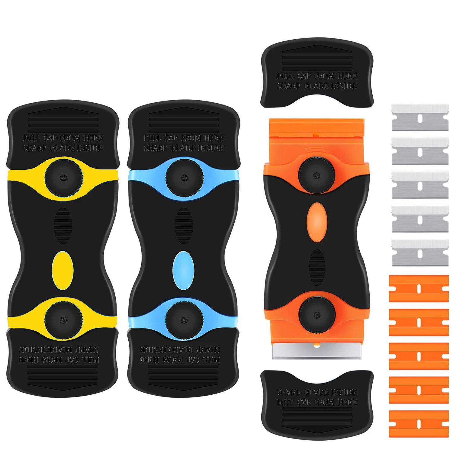 Cuchilla para rascar de doble cara, herramienta de vidrio para ventana de coche, pegatina de película de vinilo, tinte, limpiador de cola, espátula de limpieza de bricolaje