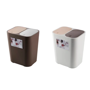 

Trash Bin Double Cover Pressing Type Garbage Storage Bucket Plastic Household Rubbish Dustbin