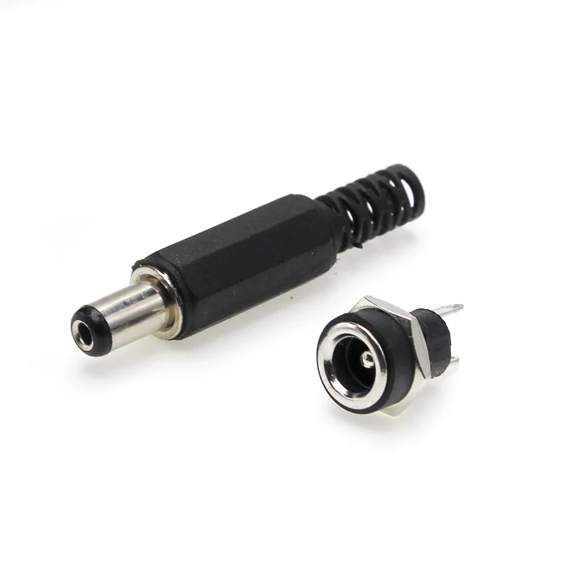 2/5/10Pairs DC 5.5 x 2.1mm Male Plugs + DC Power Socket Female Jack Screw Nut Panel Mount Connector DC022 005 025 022K 099 022B