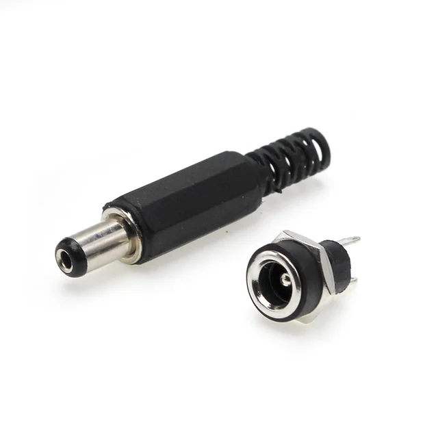 2/5/10Pairs DC 5.5 x 2.1mm Male Plugs + DC Power Socket Female Jack Screw Nut Panel Mount Connector DC022 005 025 022K 099 022B Picture